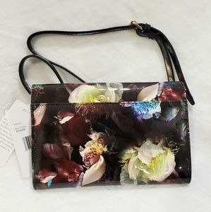 Betsey Johnson Crossbody Wallet Bag Black Floral XOSAM NWT